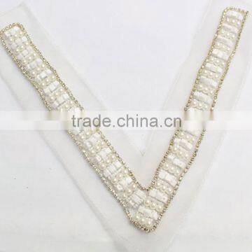 Cheap Price Neck Lace Collars; Bridal Lace Neck Collars; Handmade Beads Lace Trimming for Dress photo-3