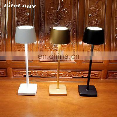 Stock nordic metal gold black desk lamp hotel dining restaurant led cordless rechargeable table lamp