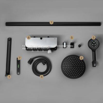 NEW IT-P005 Luxury Black Rain Shower Sets With Bracket Chrome Colour 3 Functions Foshan Factory photo-4