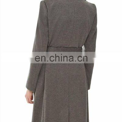 Europe Fashion Cashmere Long Coats Woman Wear Wool Blend Coat Wholesale Coat With Belt photo-3
