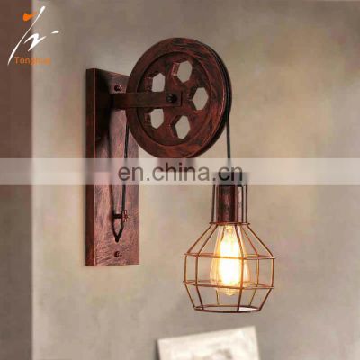 American style  antique wall lamp creative pulley vintage Iron American wall lamp modern black wall lights