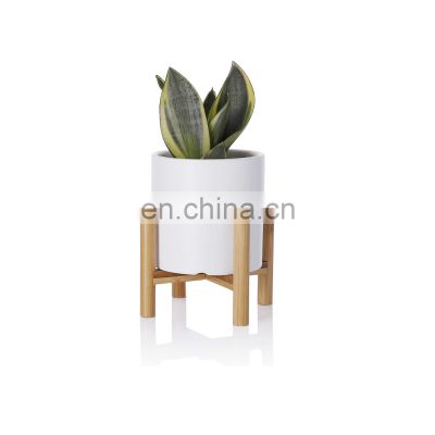 modern home decoration ceramic succulent planter flower pots for plant  with wooden stand holder