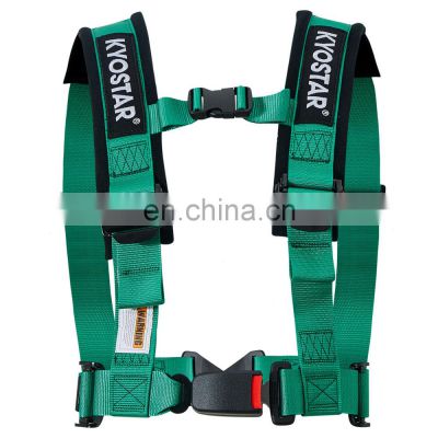 KYOSTAR Green Adjustable 2'' 4 Point Nylon Harness Safety Seat Belt W/ Shoulder Pads