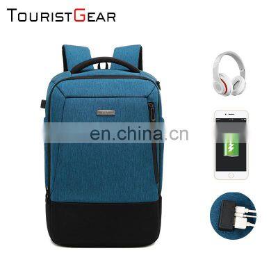 fashion waterproof backpack nylon business laptop computer mochilas with usb external charging bag