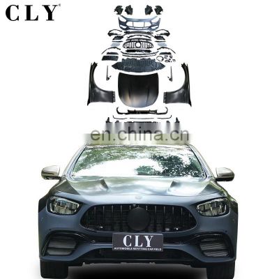 CLY 1:1 Car Bumpers For Mercedes E-class W213 Facelift E63S AMG Wide Bodykits Front car bumper Grille Fenders Hood diffuser tips