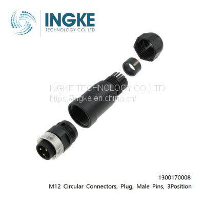 1300170008, M12 Circular Connectors, Plug, Male Pins, 3Position, INGKE