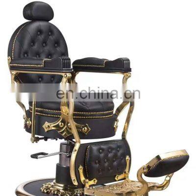 Luxury Factory Wholesale Beauty Salon Furniture Heavy Duty Golden Vintage Barbers Chairs For Sale