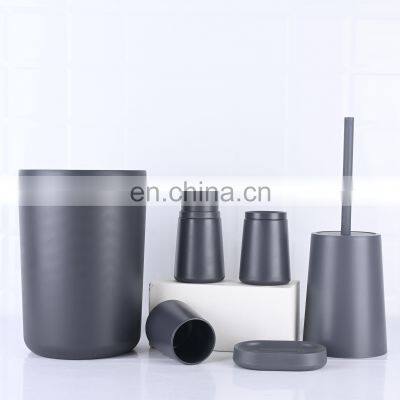 Black Modern Plastic Bathroom 6 Accessories Set