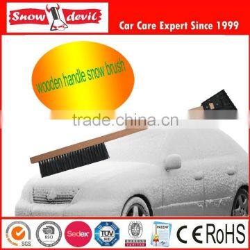 car wood handle cleaning brush with ice scrapaer