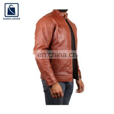 Elegant Design High Black Fitting Polyester Lining Men Genuine Leather Jacket From Indian Supplier photo-3