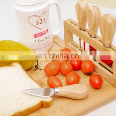 Wholesale Extra Large Charcuterie Bamboo Cheese Board set bamboo cheese board with 4knife sets