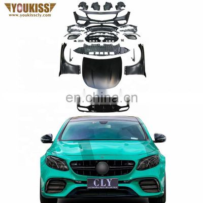 Auto Front Car Bumper Grille Wide Facelift Conversion Body Kits For Benz E Class W213 Change E63S AMG 1:1 Fender Hood Rear Tips