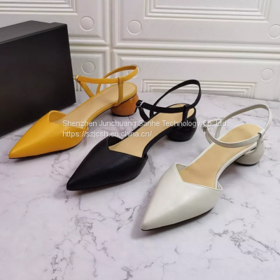 High Quality New Arrival French Style Fashion Pointed Women Slipper Sandals Ladies Dress Shoes Low Heels Leather Casual Sandals