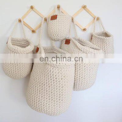 Hot Sale Small Medium Large Pastel Decor Crochet Hanging Bag, Hanging Cotton Basket Vietnam Supplier Cheap Wholesale photo-3