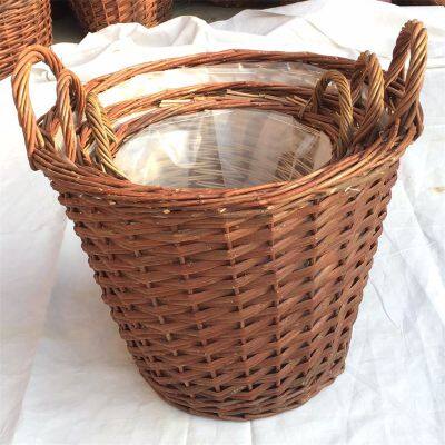 Storage Baskets Wicker Basket With Wood Lid Handles