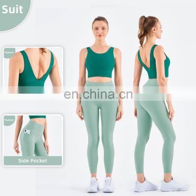 High Waist Yoga Leggings Women Recyclable Custom Gym Sports Pants With Pockets