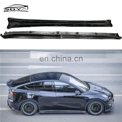 MODEL Y CMST Style Carbon Fiber Side Skirt Side Bumper Lip For Tesla MODEL Y