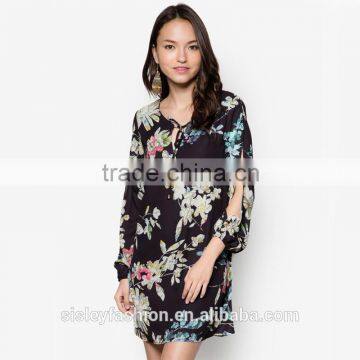 Fashion new summer woman dress, printed sexy long sleeve dress,cotton short dress D326