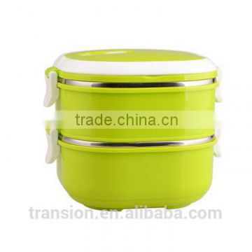 CCLB-S007(2) 2 tiers Square lunch box with spoon inside of the lid, stainless steel lunch box with lock