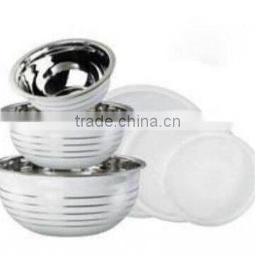 Stainless steel serving bowl with lid