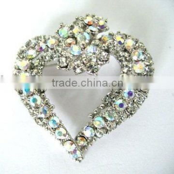 fashion heart brooch,costume brooch,rhodium brooch