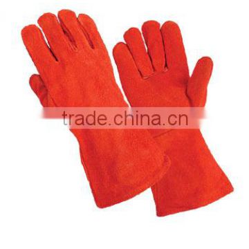 Red Color Cow Split long Leather Work Welding Gloves