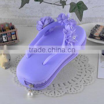 Osni Silicone Rubber Slipper Pencil Case Cute Jelly Silicone Candy Color Slipper Pencil Pouch Multifunction Bag photo-3