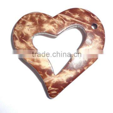 heart shape laser engraved decorative coconut shell wood button