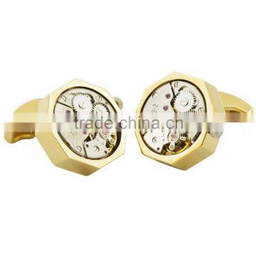 Gold plated cufflinks Logo custom cufflinks watch movement cuff links