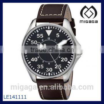 Fashion brown leather strap cool multi functional watch