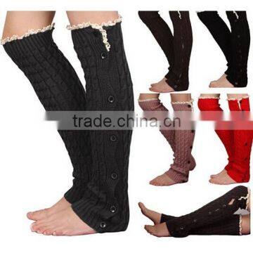 GIRLS off Soft Button Down leg warmers Knit Lace Trim - girls legwarmers legs in 5 colors at stock