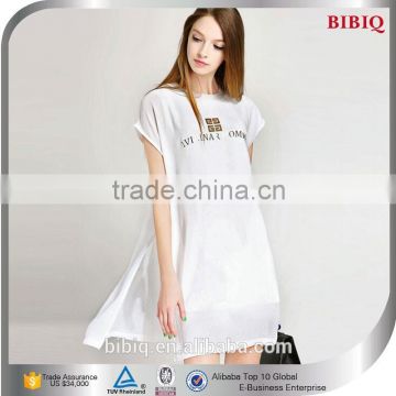 Trendy Fashion Loose Cotton Short Sleeve White Long Blouse