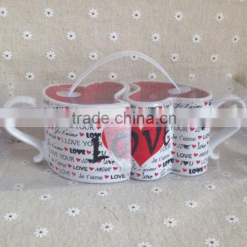 Popular sale CHEL KLEIN ceramic mug with heart-shaped and LOVE