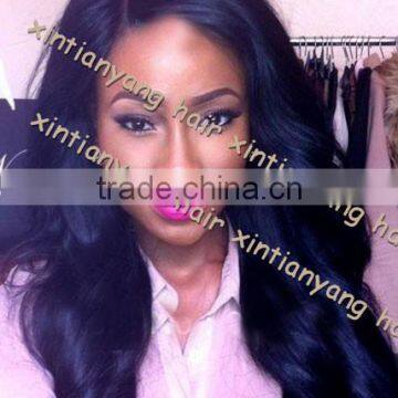 Gorgeous celebrity wig #1 jet black natural wave, Peruvian hair lace front wig