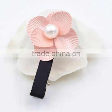 lovely decorative pink flower hair clip hair accessory for girls