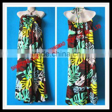 NO MOQ ready stock wholesale knitted spandex beach dress with floral printing