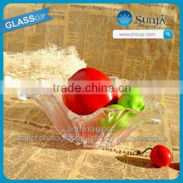 glass fruit tray high white machine pressed microwave safe crystal glass wholesale glass tray