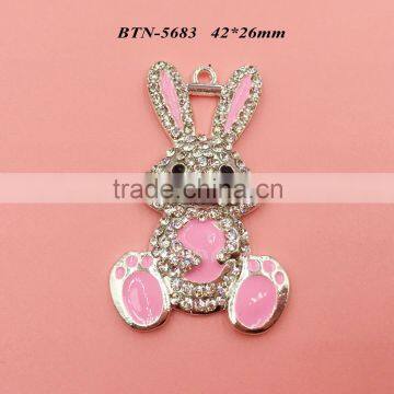 New pendant rabbit bunny rhinestone button for Easter Day(BTN-5683)