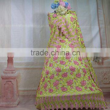 2015 hot-sell lemon green cord lace african fabric wholesale in london