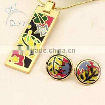 flower enamel jewelry set/fashion earring and necklace pendent jewelry