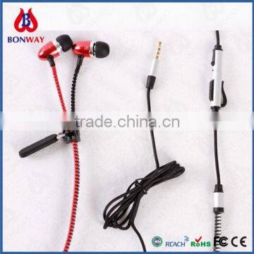 3.5mm wired zip earphone for mobile phone