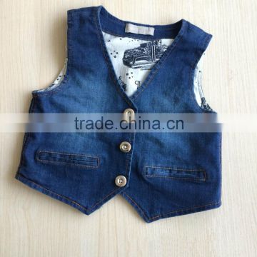 OEM service children denim waistcoat blue hot sale kids soft waistcoat