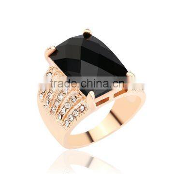 1 Dollar Items Zinc Alloy Black Gemstone Single Stone Gold Ring for Women photo-2