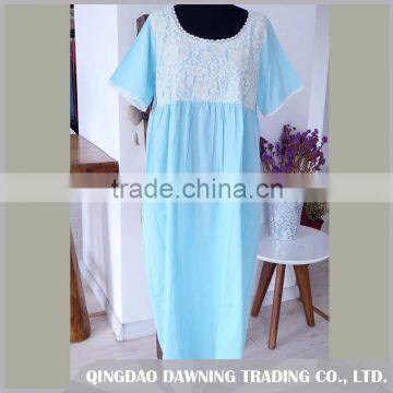 Factory Price Blue Cotton Nightgown Sleepwear