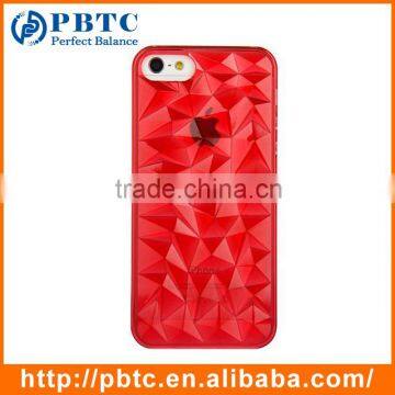 Set Screen Protector And Case For Iphone 5 , Hard Plastic Red Geometrical Pattern Diamond 3D Case For Iphone