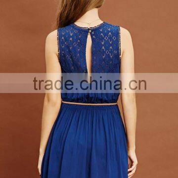New Arrival Women Blue Elegant Short Casual Dress With Pleat photo-4