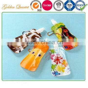 Stand Up Drinking Water Bags , Reusable Plastic Water Bottle Bag