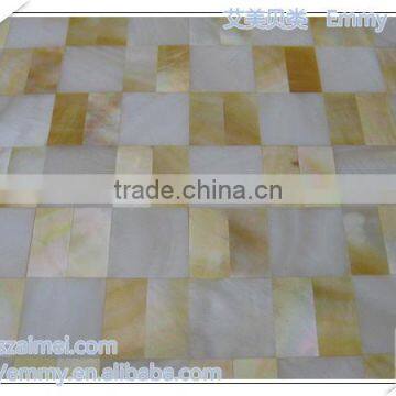 Mixed design elegant mother of pearl seashell mosaic wall tile yellow/gold & white MOP