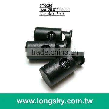 (#ST0626) 5mm hole plastic tube cord lock stopper with spring for coat