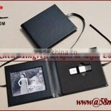 Leather Photo USB Case Cover Folio Box album Holder